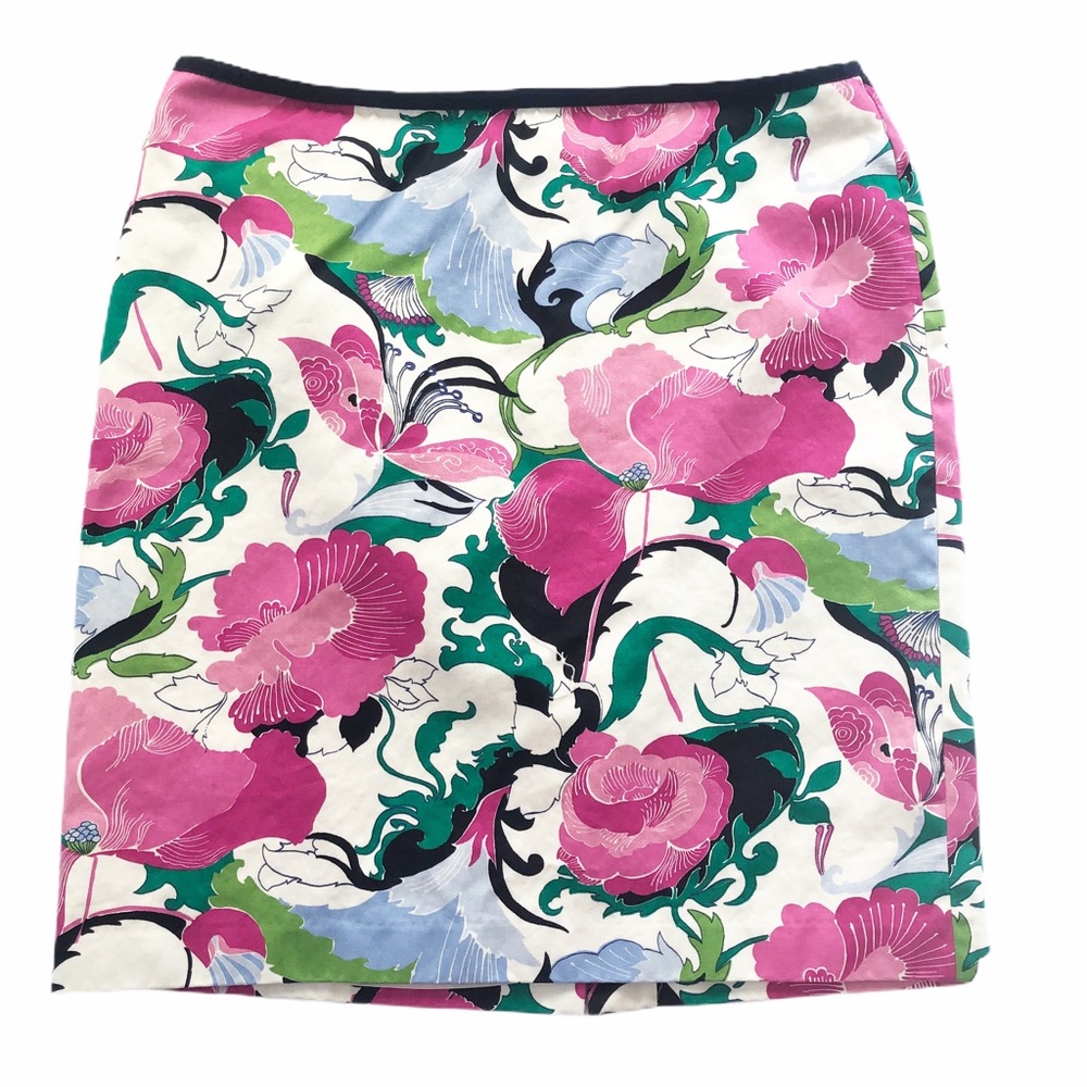 Talbots Floral Print Pencil Skirt in Pink, Green, Blue, Black